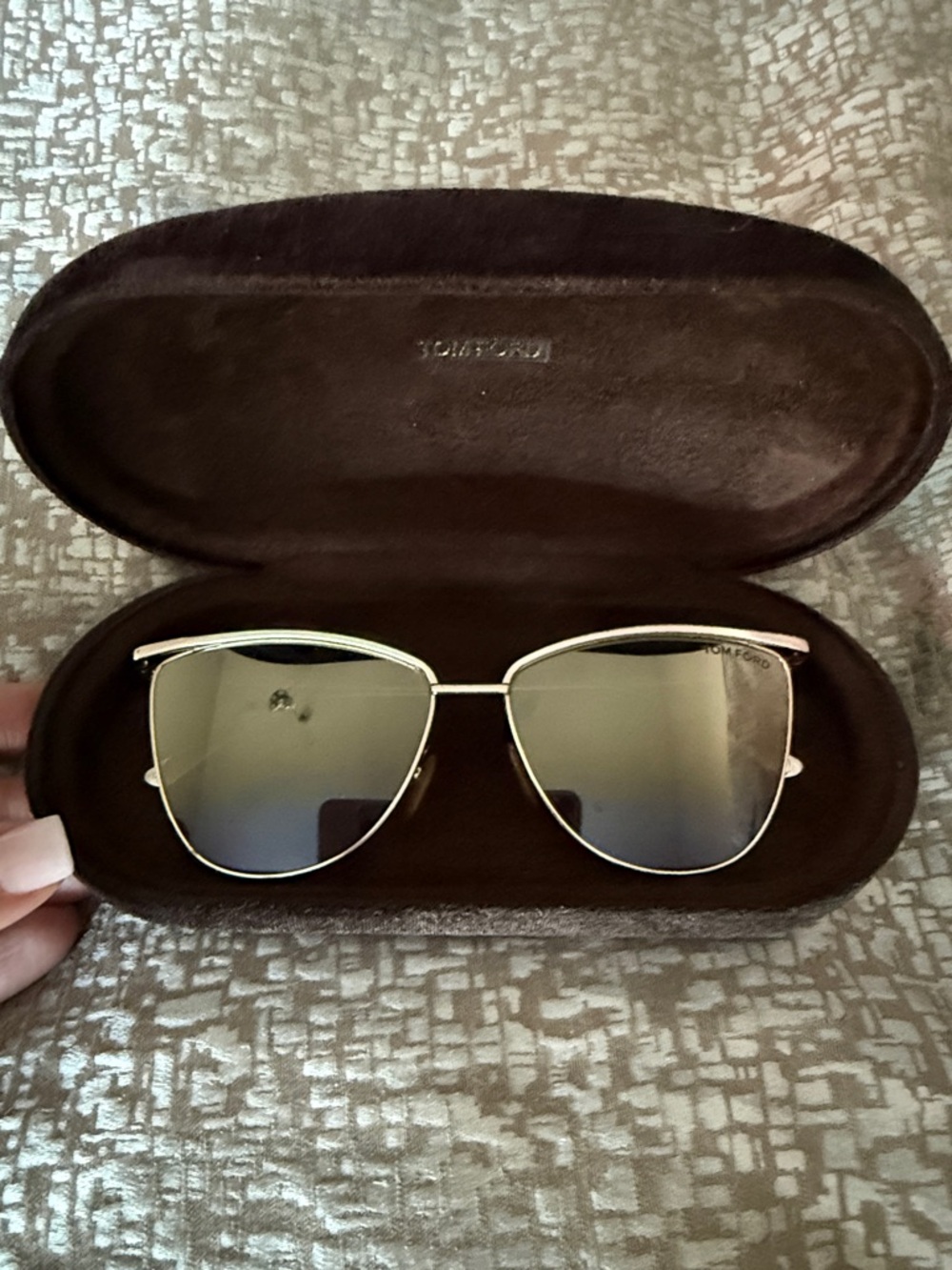 Tom Ford Gold Frame Sunglasses with Gradient Blue-Gold Lenses